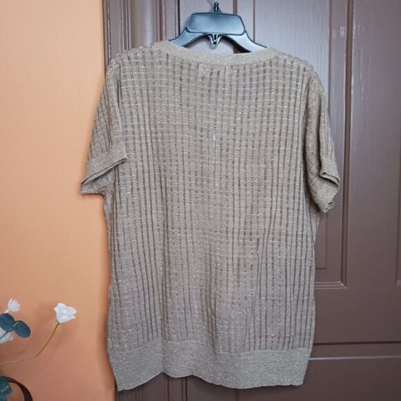 Style & Co. Women's size L Sparkle Tan Cardigan Top - Picture 2 of 9